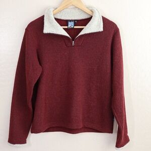 Kuhl Alpaca Fleece Sherpa Collar 1/4 Zip Pullover Sweater Burgundy Women's M